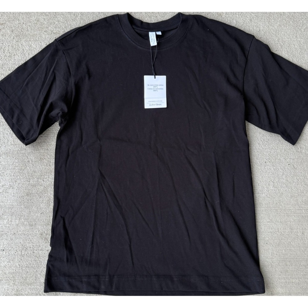 Stockholm Atelier & Other Stories Mens T-Shirt Black Crew Neck Comfy Size XS NWT